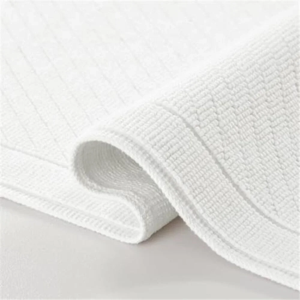 White Cotton Bath Rug 20x32 Absorbent Woven Bathroom Mat